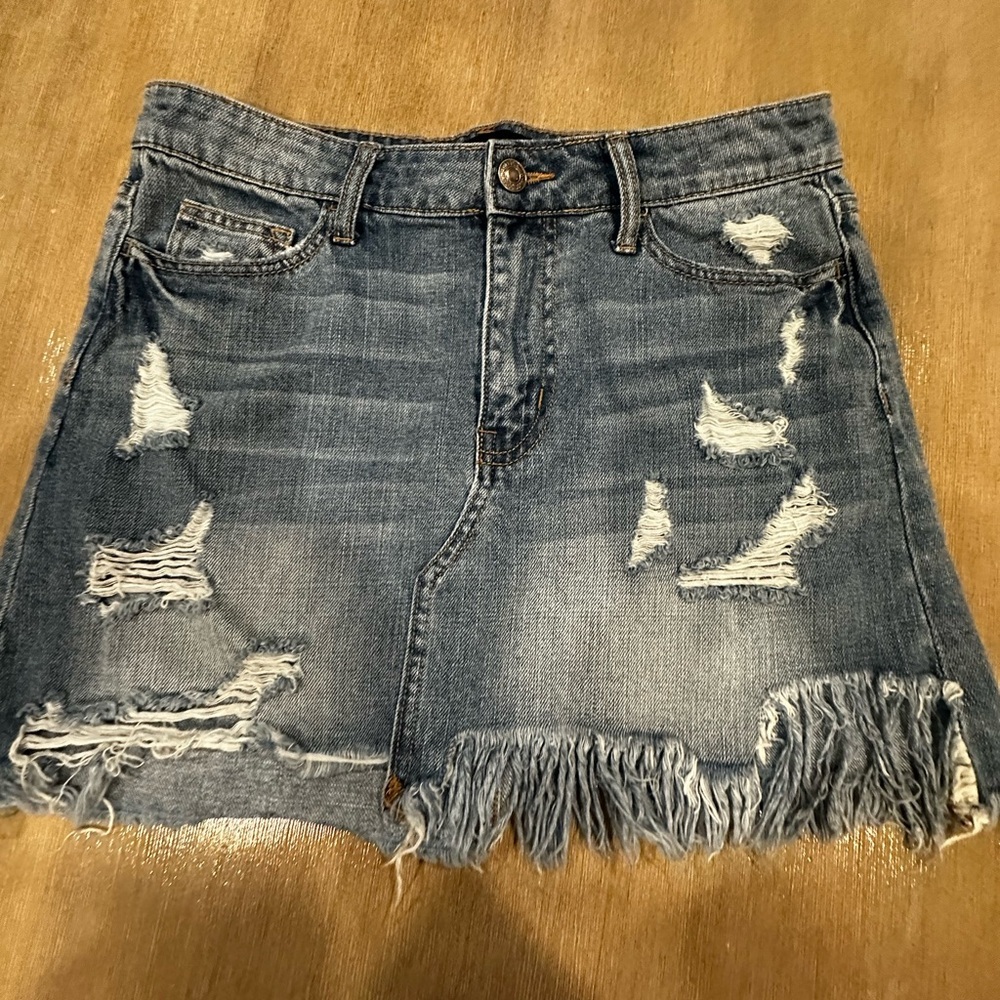Vervet High-rise 28 Distressed Denim Mini Skirt